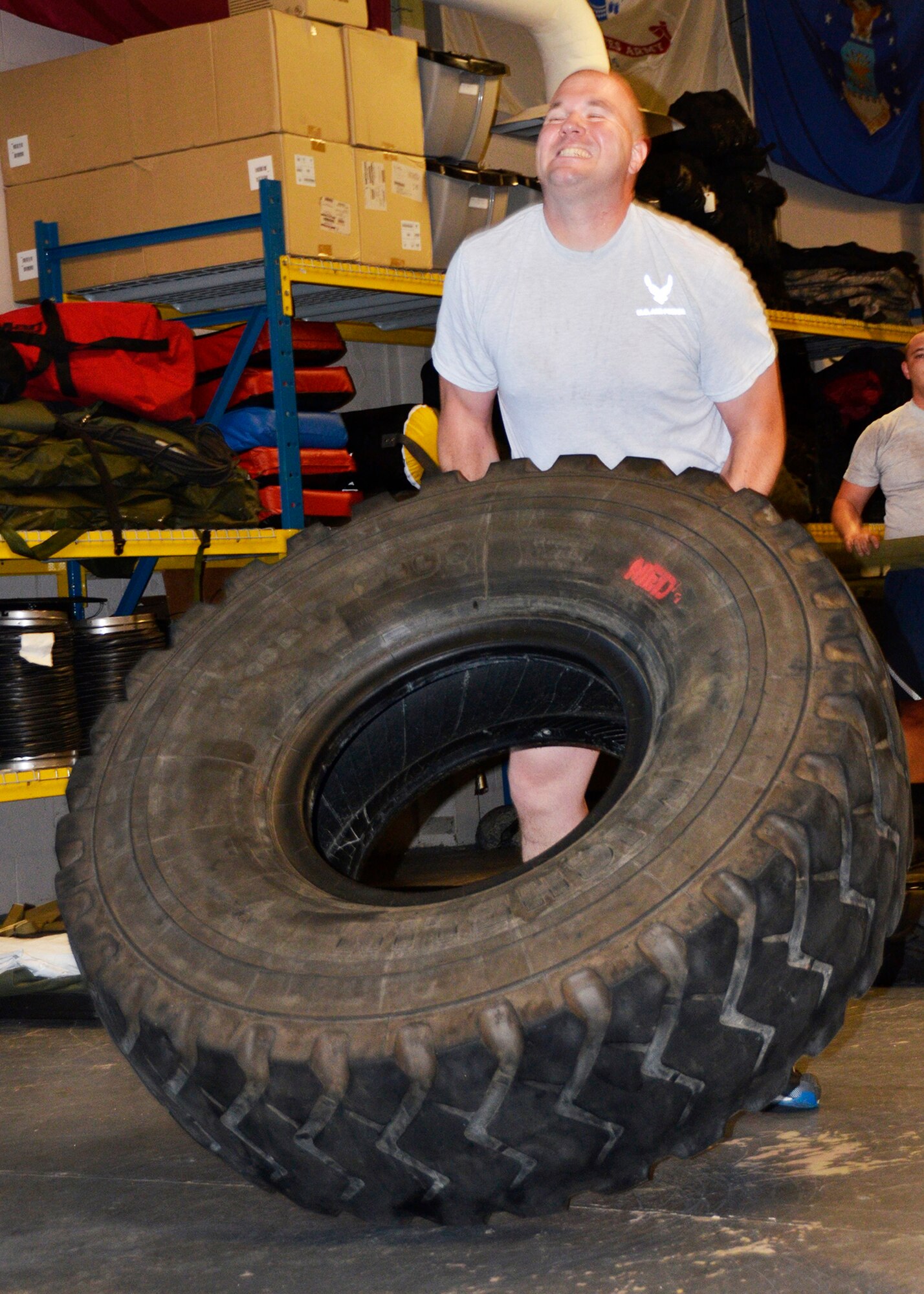 Maj. Charles Trovarello, 445th Security Forces Squadron commander, participates in the monthly remedial physical fitness program, led by Airmen in his unit. (U.S. Air Force photo/Staff Sgt. Rachel Ingram)