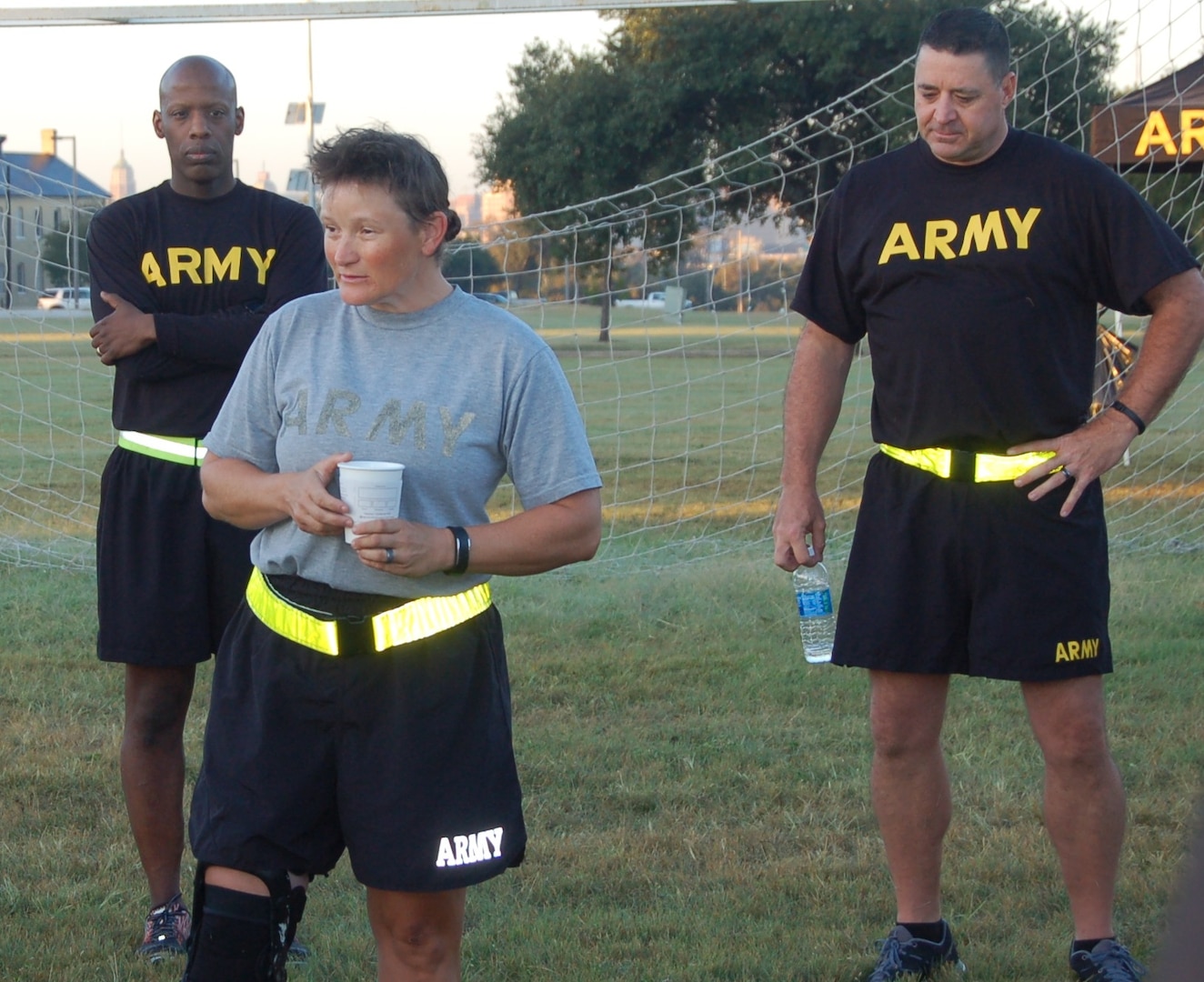 Staff Sgt. Tiffany Rodriguez, (right) Warrior Transition Battalion, speaks about the accident that put her in the battalion and how she views duty as her favorite Army value at Joint Base San Antonio-Fort Sam Houston Oct. 28.