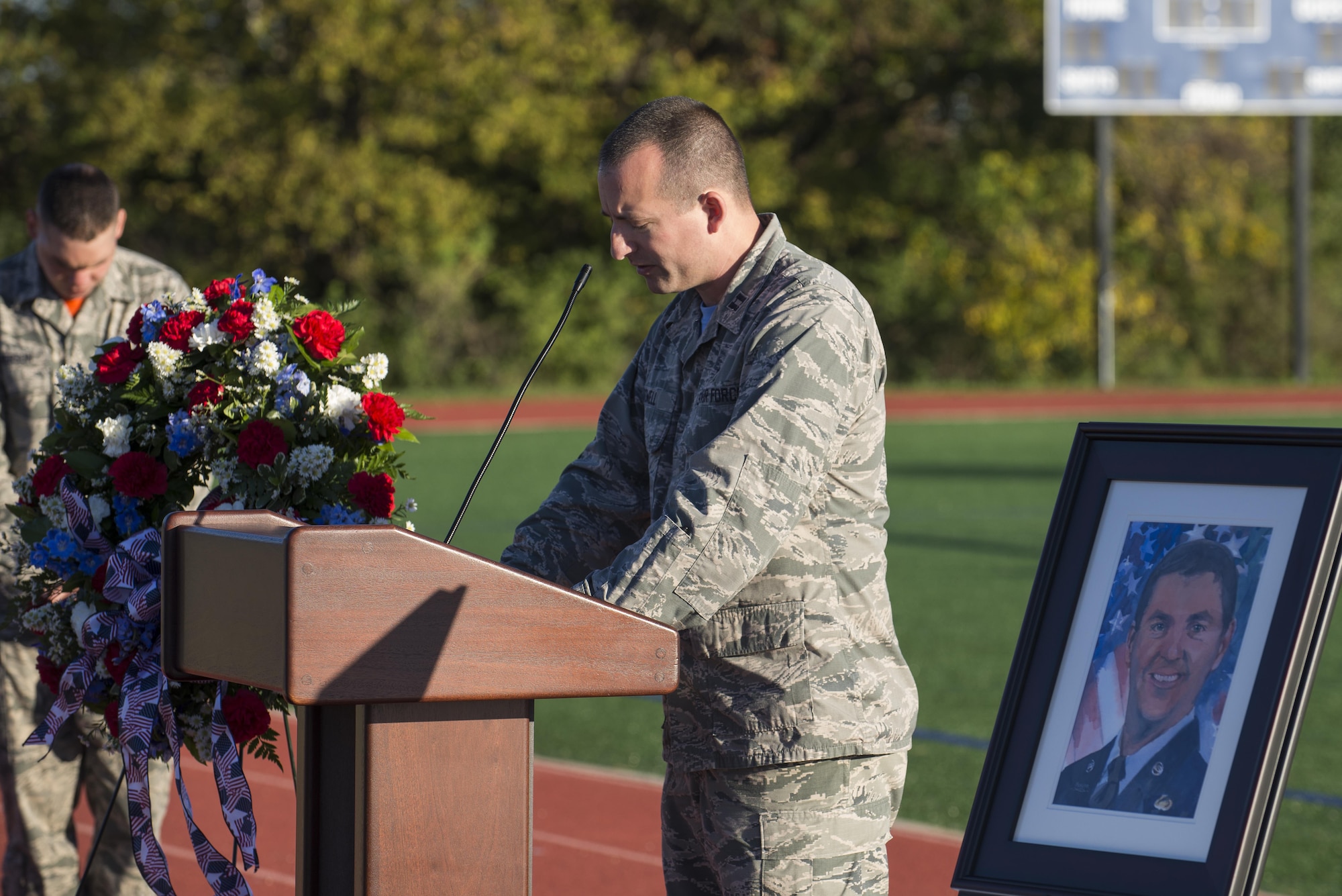 The 7th annual Air Force Sergeants Association Veteran's Vigil run was Nov. 4 and 5, 2016, at the James Gym Track, Scott Air Force Base, Illinois. Master Sgt. Gregory Kuhse was the honoree, who was killed in a British Puma Mk2 helicopter crash in Afghanistan last year. He was a Kalamazoo, Michigan, native and a father of four, with 19 years of service in the United States Air Force. He was assigned to the 3rd Manpower Requirements Squadron at Scott AFB. (U.S. Air Force photo by Senior Airman Megan Friedl)