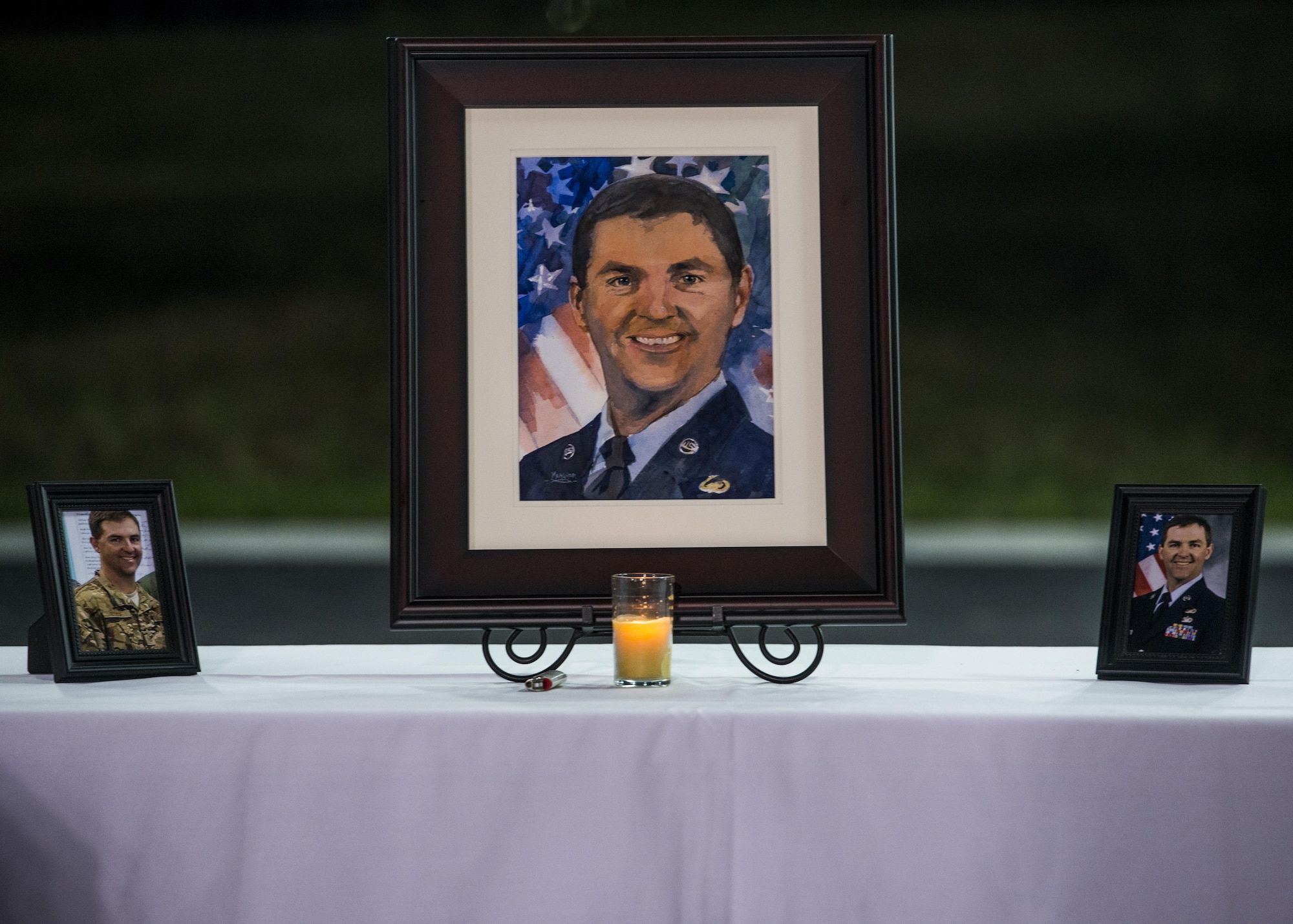 The 7th annual Air Force Sergeants Association Veteran's Vigil run was Nov. 4 and 5, 2016, at the James Gym Track, Scott Air Force Base, Illinois. Master Sgt. Gregory Kuhse was the honoree, who was killed in a British Puma Mk2 helicopter crash in Afghanistan last year. He was a Kalamazoo, Michigan, native and a father of four, with 19 years of service in the United States Air Force. He was assigned to the 3rd Manpower Requirements Squadron at Scott AFB. (U.S. Air Force photo by Staff Sgt. Jodi Martinez)