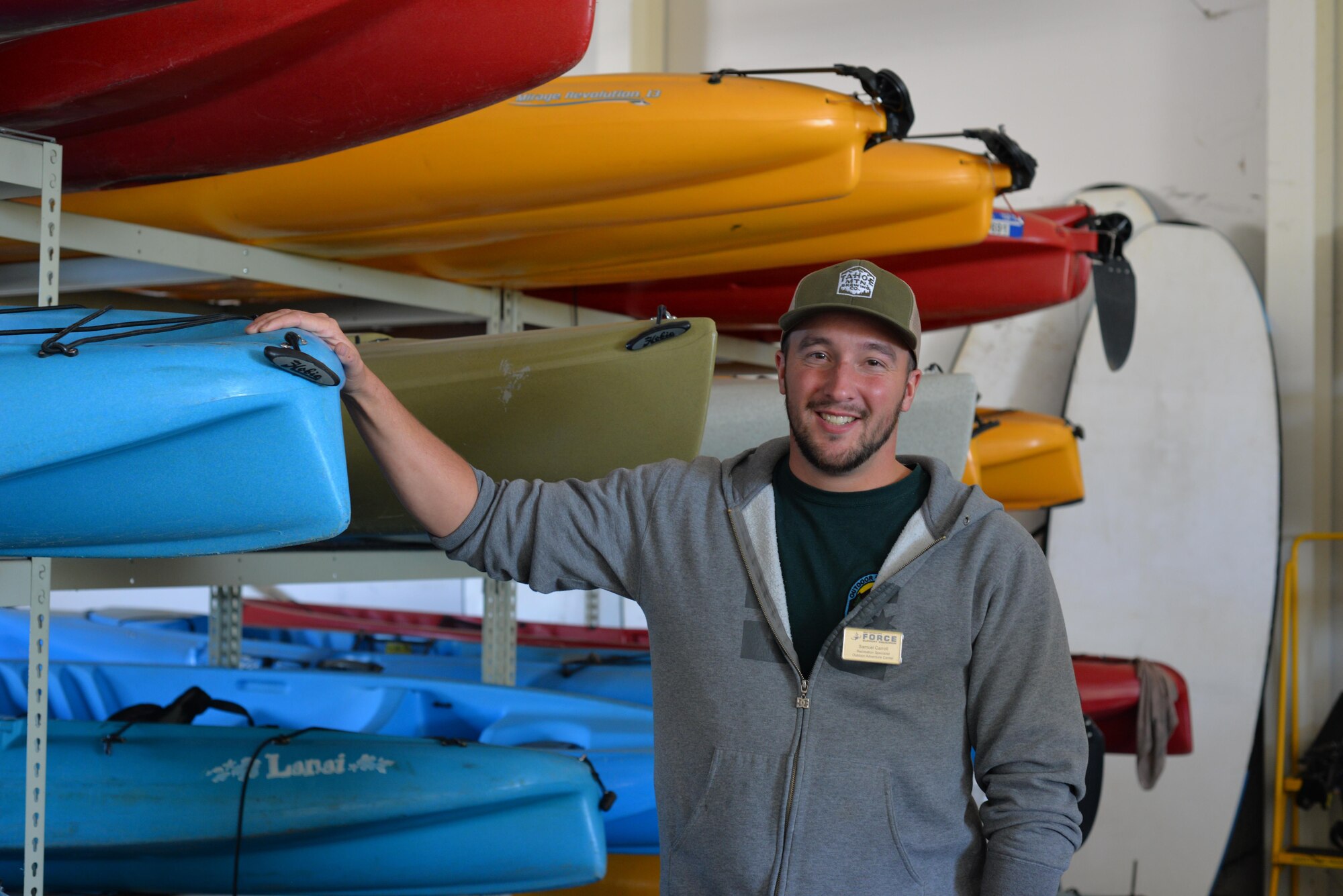 Sam Carroll, 9th Force Support Squadron Outdoor Adventure Center recreation specialist, poses for a photo Nov. 4, 2016, at Beale Air Force Base, Calif. (U.S. photo/Airman Tommy Wilbourn)