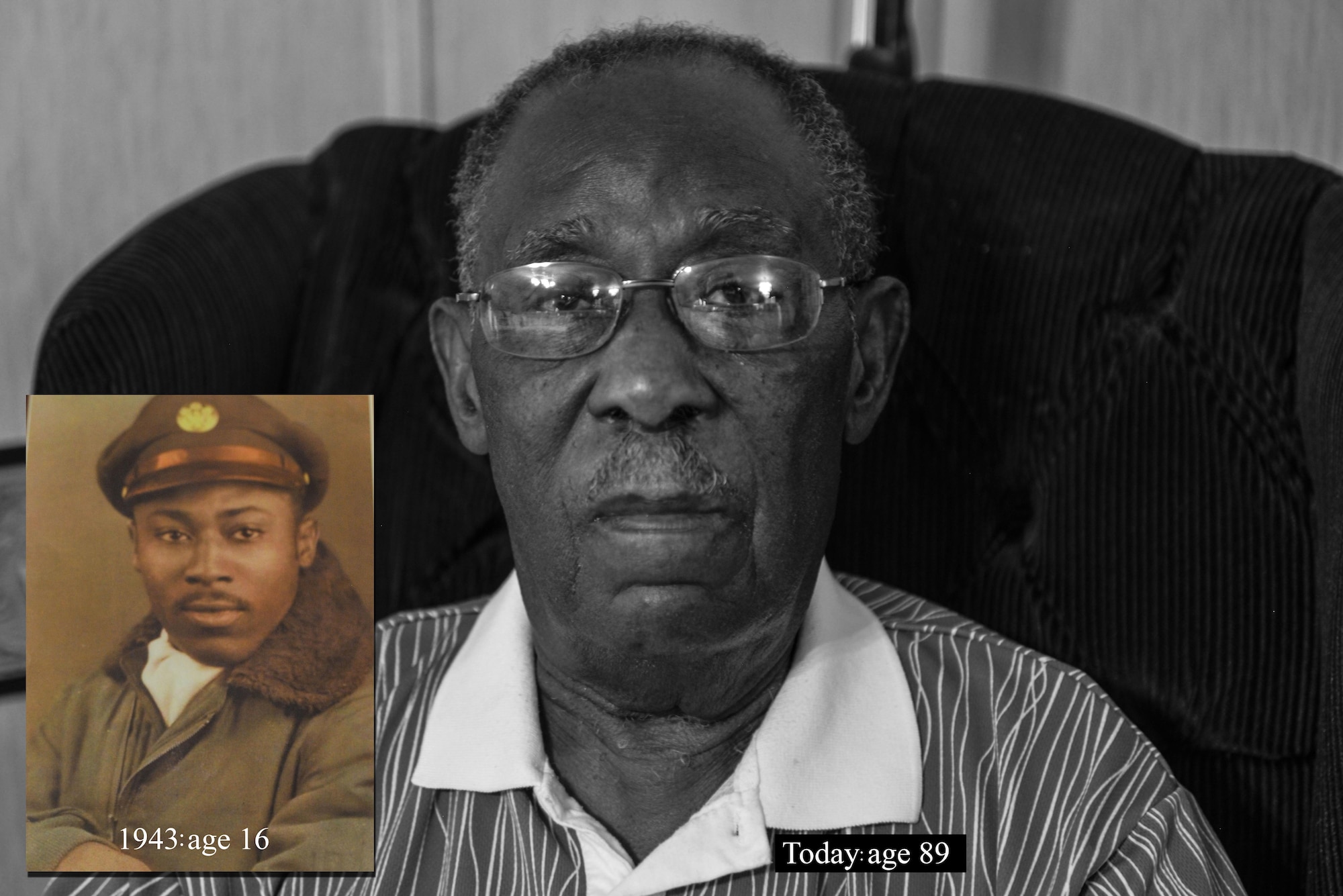 Retired U.S. Air Force Master Sgt. Leroi Smith became a Tuskegee Airman at the age of 16 in 1943. Smith said getting to know the Tuskegee aircrew was one of his best memories. (U.S. Air Force illustration by Staff. Sgt. Regina Edwards)