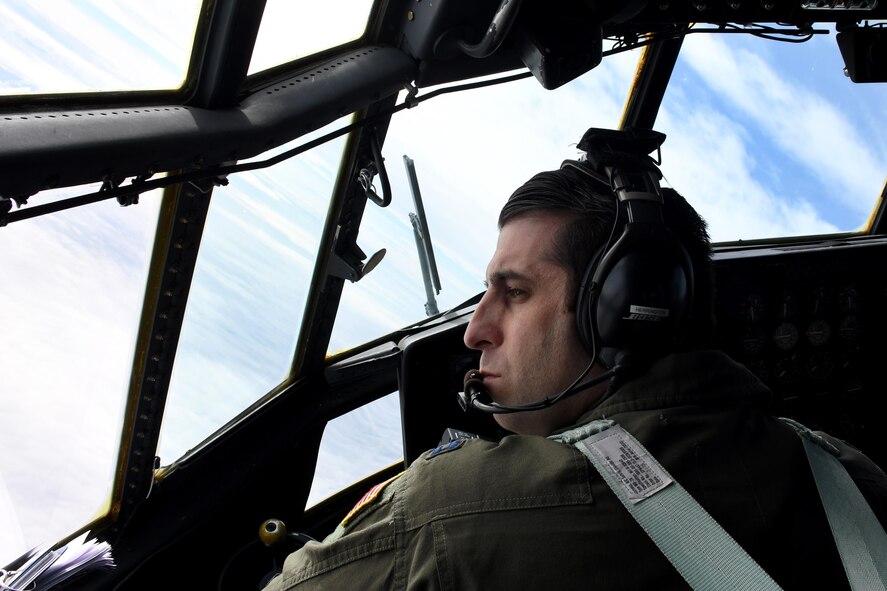 Capt. James Herrington, 700th Airlift Squadron pilot, files a C-130H Hercules over Poland, Oct. 25, 2016. The 94th Airlift Wing trained jointly with the Polish air force during Aviation Detachment 17-1 in support of Operation Atlantic Resolve, Oct. 3-28. (U.S. Air Force photo by Staff Sgt. Alan Abernethy)