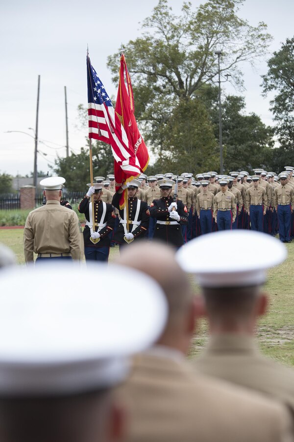 Marine with Marine Forces Reserve attend the 241st Marine Corps birthday celebration at here, Nov. 9, 2016. Each year, the Marines celebrate the Corps’ birthday with a cake-cutting ceremony followed by a run. Since Nov. 10, 1775, the United States Marine Corps has earned the reputation as the world's most effective expeditionary fighting force – engaging in combat on battlefields across the globe. (U.S. Marine Corps photo by Sgt. Sara Graham)