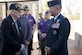 U.S. Air Force retired Senior Master Sergeant Chester Stafford, World War II, Korean and Vietnam veteran speaks with Col. Paul Murray, 99th Air Base Wing commander, Nellis Air Force Base, Nev. at the City of Henderson Veterans Memorial Wall during a Veterans Day celebration, Nov. 5.  In 1954, President Dwight D. Eisenhower changed Armistice Day to Veterans Day, in order for Americans to pay homage to veterans of all foreign wars.  (U.S. Air Force photo by Lawrence Crespo)
