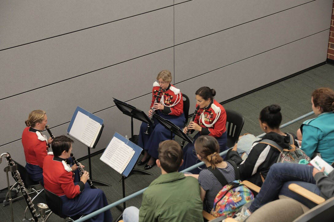 On Oct. 31, 2016, on the final day of the Marine Band National Concert Tour, members of “The President’s Own” presented an educational event at Glen Allen High School in Virginia, which included: a concert; sectional, conducting and arranging clinics; and a side-by-side performance of “The Stars and Stripes Forever” with band students from throughout Henrico County Schools. (U. Marine Corps photo by Master Sgt. Amanda Simmons/released)