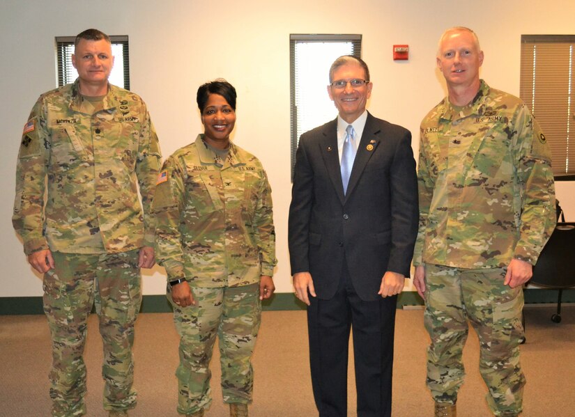Lt. Col. Kevin O. McKenzie, 314th Combat Sustainment Support Battalion commander, Col. Toni A. Glover, 650th Regional Support Group commander, 3rd Congressional District of Nevada’s congressman, Congressman Joseph John Heck, who is also a brigadier general in the U.S. Army Reserves, and Brig. Gen. David E. Elwell, 311th Expeditionary Sustainment Command commanding general, were in attendance at the Nevada National Guard Armory for a deployment ceremony November 5.