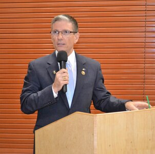 The 3rd Congressional District of Nevada’s congressman, Congressman Joseph John Heck, who is also a brigadier general in the U.S. Army Reserves, joined Brig. Gen. David E. Elwell, 311th Expeditionary Sustainment Command commanding general, and traveled to Las Vegas to the Nevada National Guard Armory for a deployment ceremony for the 314th Combat Sustainment Support Battalion November 5. The 314th CSSB will be deploying to Iraq for Operation Inherent Resolve to support war fighters in that area of operation.