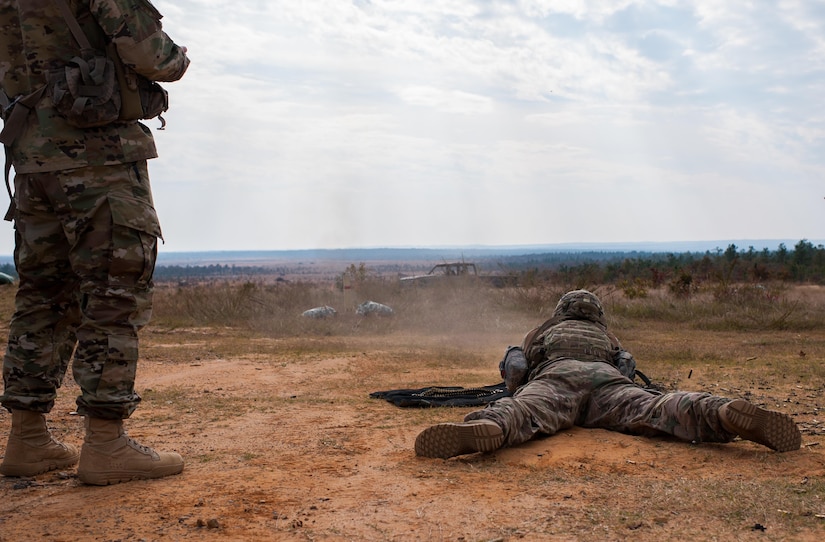 Sgt. 1st Class Joel Micholick, with the 9th Battalion, U.S. Army Careers Division, and the U.S. Army Reserve Combat Marksmanship Program conducts the Lumber Cut event on the third day of the U.S. Army Forces Command Weapons Marksmanship Competition Nov. 9, 2016, at Fort Bragg, N.C. The four-day FORSCOM competition features marksmen from the U.S. Army, U.S. Army Reserve, and the National Guard in events for the M9 pistol, the M4A1 rifle and the M249 SAW, or Squad Automatic Weapon, to recognize Soldiers who are beyond expert marksmen. The multi-tiered events challenge the competitors' ability to accurately and quickly engage targets in a variety of conditions and environments. (U.S. Army photo by Timothy L. Hale/Released)