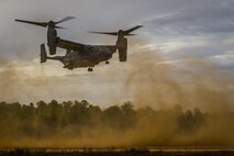 A CV-22 Osprey tiltrotor aircraft assigned to the 8th Special Operations Squadron conducts exfiltration and infiltration exercises at the Eglin Range, Fla., Nov. 8, 2016. The CV-22 combines the vertical takeoff, hover and vertical landing qualities of a helicopter with the long-range, fuel efficiency and speed characteristics of a turboprop aircraft. (U.S. Air Force photo by Airman 1st Class Joseph Pick)