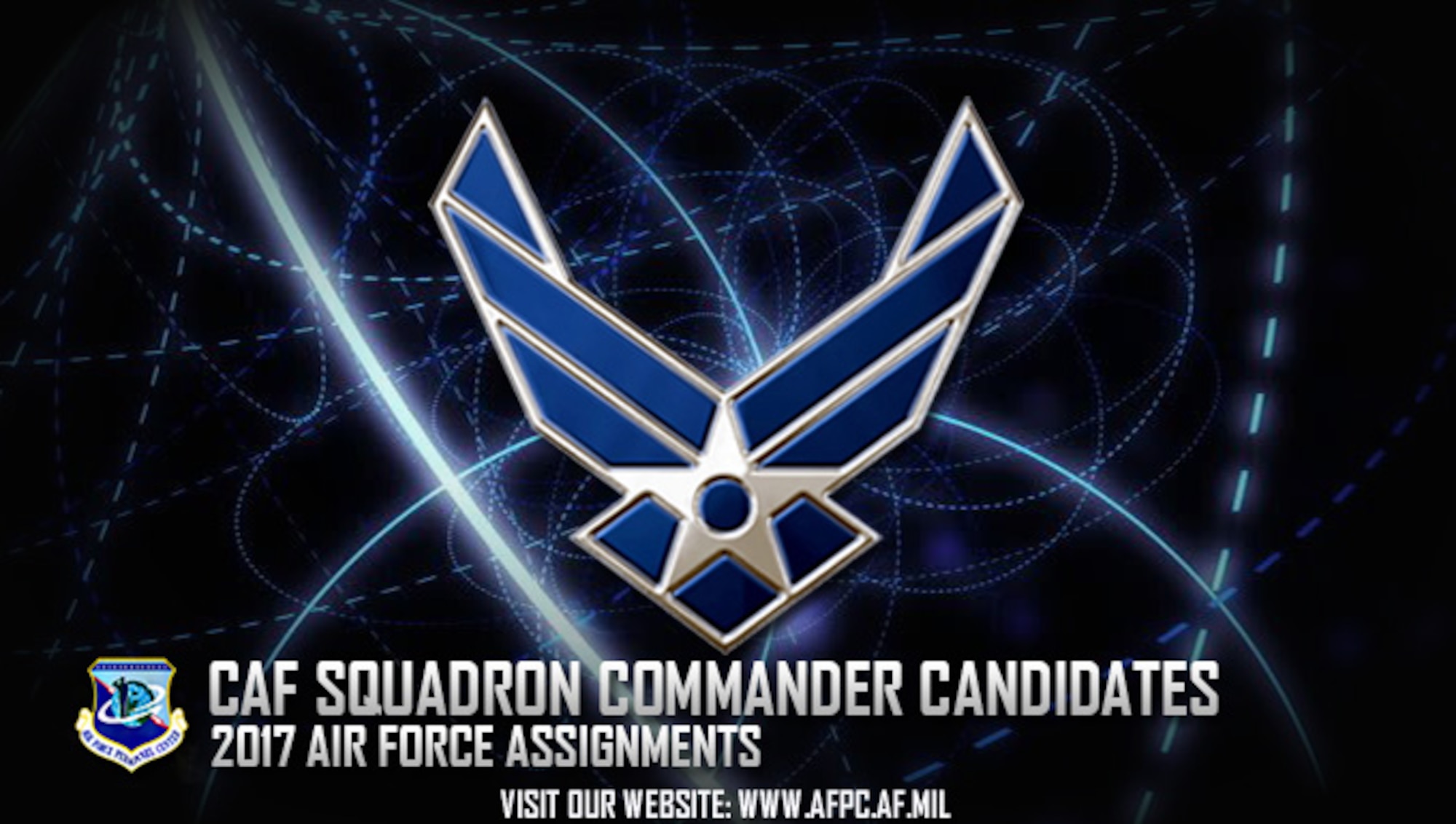 The Combat Air Forces development team selected 302 officers as CAF squadron commander candidates for 2017. Projected command vacancies include worldwide command and 365-day extended deployment command opportunities. (U.S. Air Force graphic by Staff Sgt. Alexx Pons)