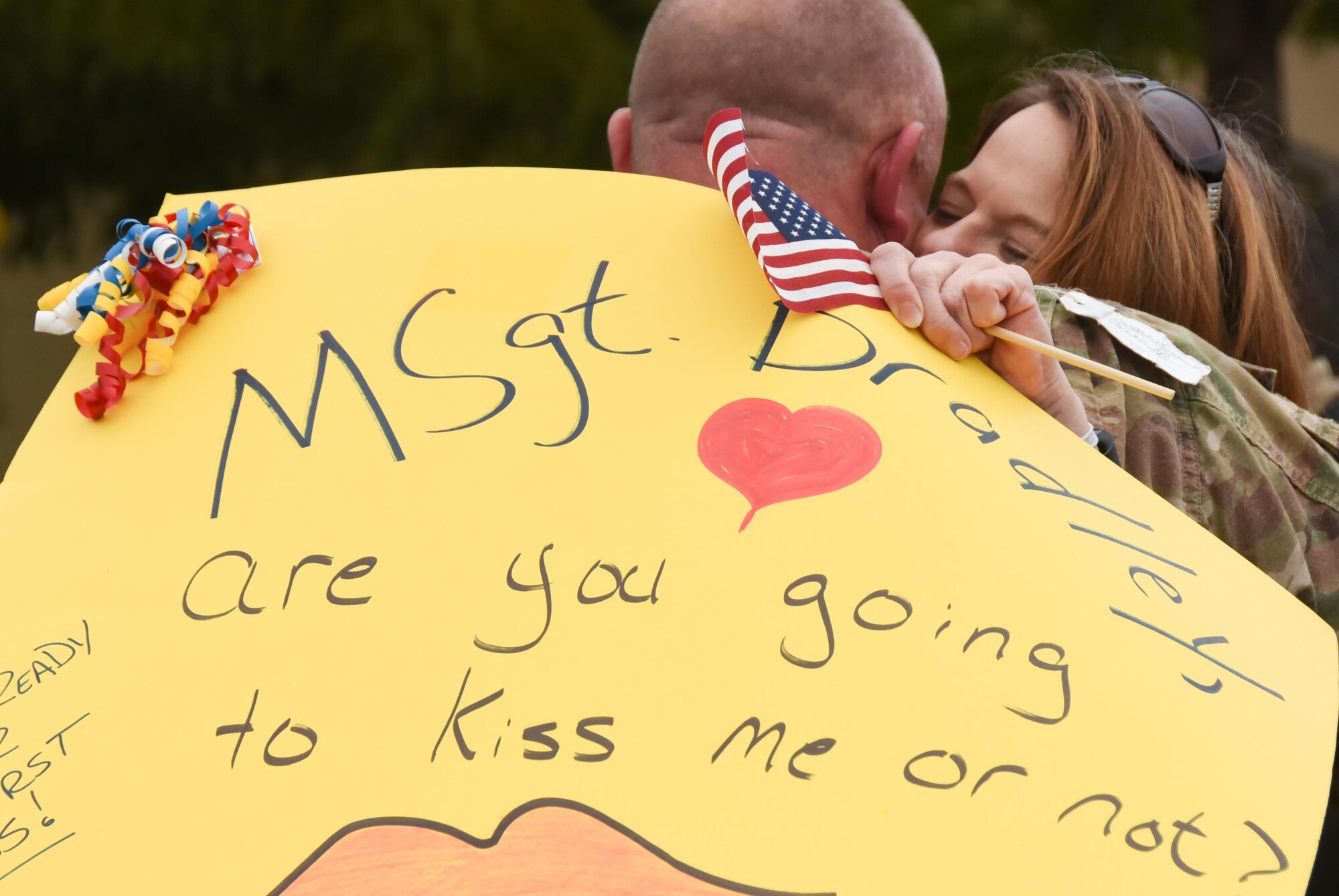 301st Fighter Wing members, families and friends welcome more than 100 Airmen home from Afghanistan Nov. 9, 2016, at Naval Air Station Fort Worth Joint Reserve Base, Texas. Airmen deployed in support of Operation Freedom's Sentinel, which focused on maintaining security and stability in the deployed region. (U.S. Air Force photo by Tech. Sgt. Melissa Harvey)