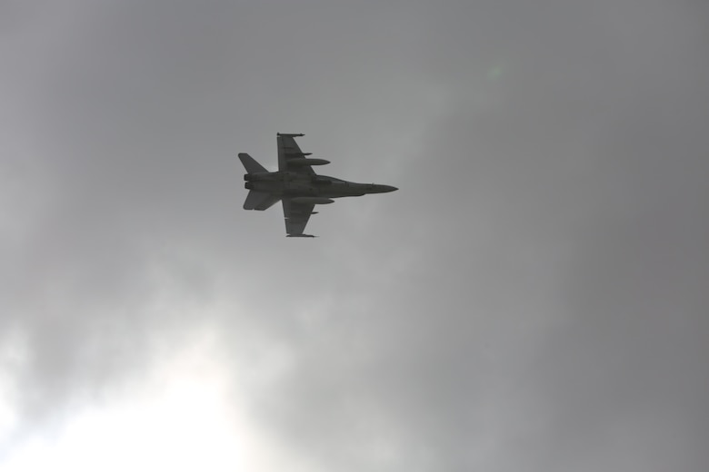 Service members with 4 Wing, Royal Canadian Air Force, conduct exercise PUMA STRIKE with 24 CF-188 Hornet fighter aircraft board Marine Corps Air Station Miramar, Calif., Oct. 31. Twice a year, 410 Tactical Fighter (Operational Training) Squadron deploys to locations in the southern United States to conduct fighter training operations. (U.S. Marine Corps photo by Lance Cpl. Jacob Pruitt/Released)