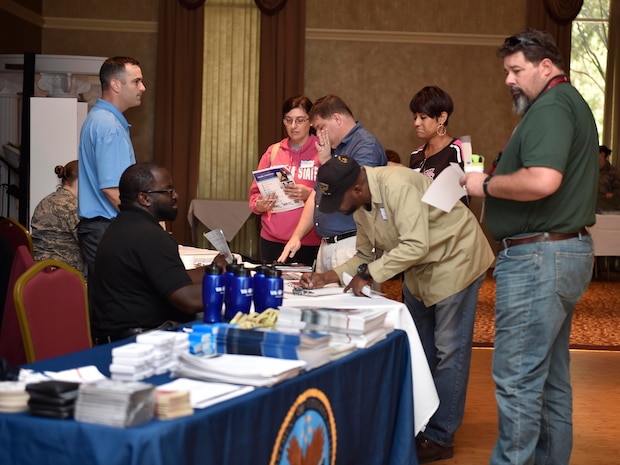 Lowcountry veterans browse tables during a veteran’s appreciation event at the Red Bank Club here, Nov. 10, 2016. The inaugural appreciation day provided the opportunity for organizations such as Tricare, the American Legion and the 628th Medical Group to educate veterans and retirees about their benefits. 