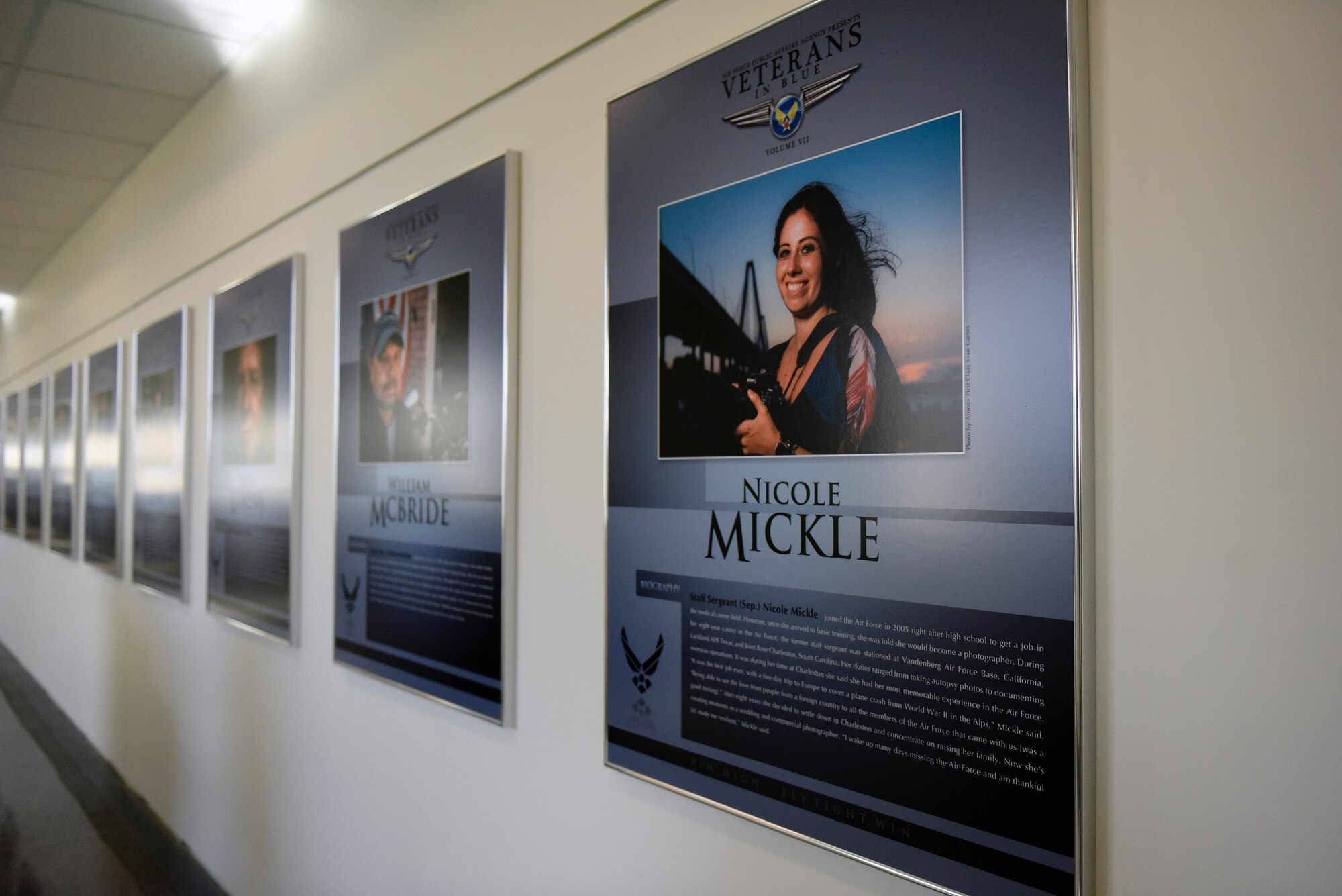 The seventh volume of Veterans in Blue is now available online. The exhibit captures 28 stories of heroism and service by Air Force veterans. Each veteran’s portrait is also displayed in the Pentagon. (U.S. Air Force photo/Staff Sgt. Alyssa Gibson)