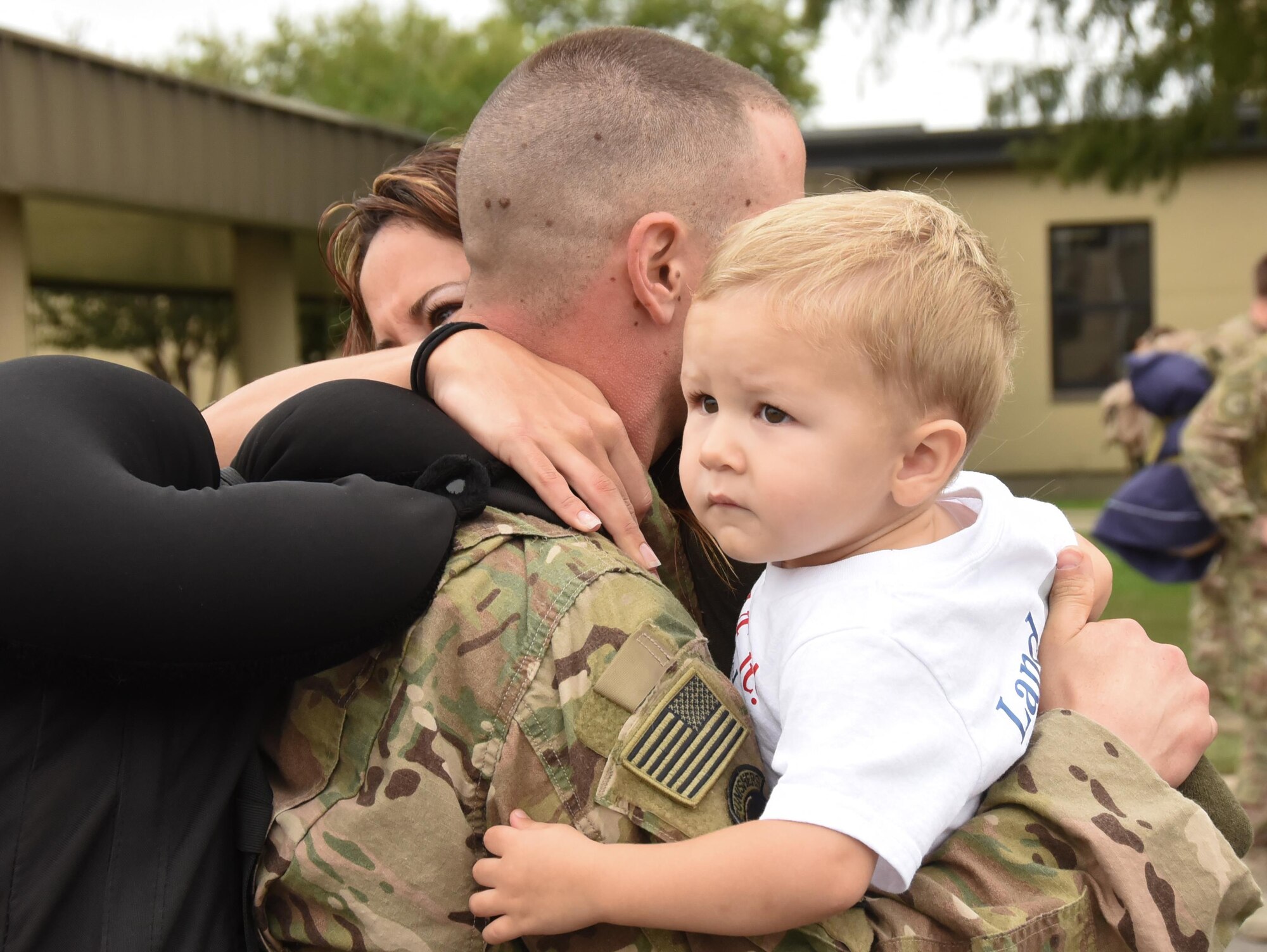 301st Fighter Wing members, families and friends welcome more than 100 Airmen home from Afghanistan Nov. 9, 2016, at Naval Air Station Fort Worth Joint Reserve Base, Texas. Airmen deployed in support of Operation Freedom's Sentinel, which focused on maintaining security and stability in the deployed region. (U.S. Air Force photo by Tech. Sgt. Melissa Harvey)