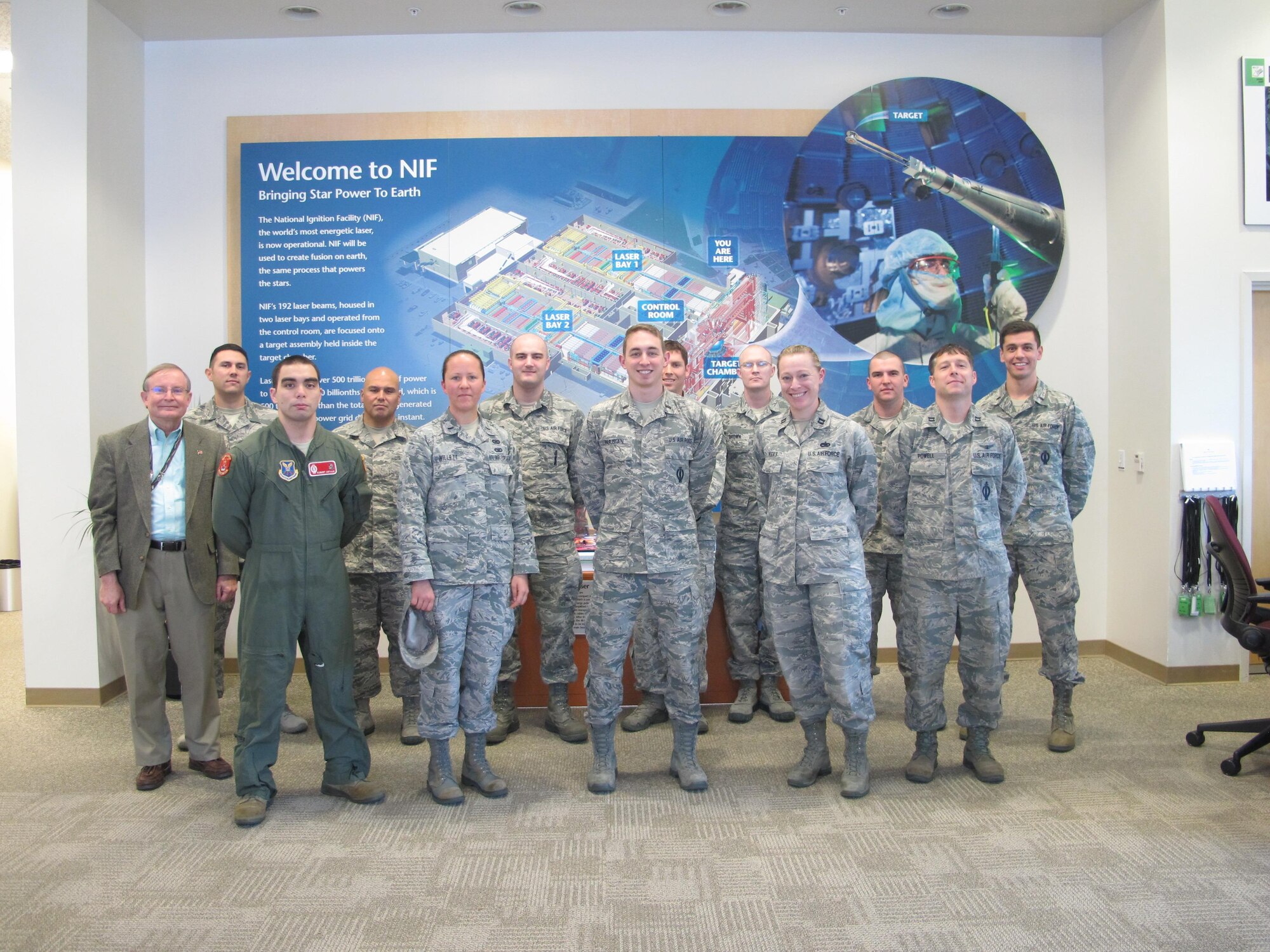 Airmen from across 20th Air Force visit the National Ignition Facility at the Lawrence Livermore National Laboratory in California, Nov. 8. The NIF is home to the largest laser in the world. The tour to LLNL was one of the many professional development trips the 20th AF ICBM Center of Excellence will offer this year. (U.S. Air Force Photo by 1st Lt. Esther Willett)