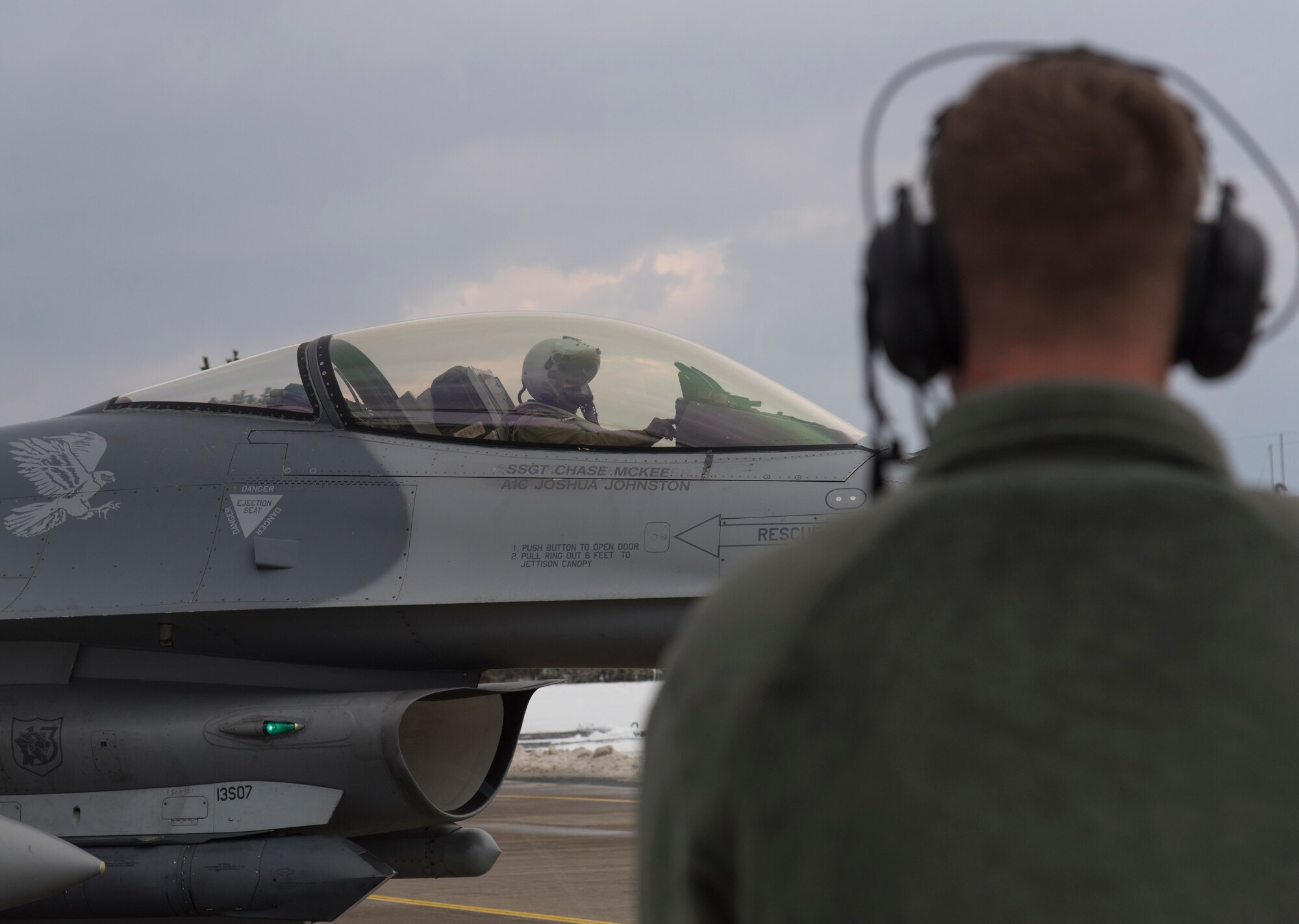 U.S. Air Force Capt. Ryan Forystek, a 14th Fighter Squadron F-16 Fighting Falcon pilot, prepares to depart during exercise Keen Sword 17 at Misawa Air Base, Japan, Nov. 10, 2016. Approximately 24 aircraft from the U.S. Air Force, U.S. Navy and the Japan Air Self-Defense Force, honed in on joint-tactics, while breaking language barriers among the pilots. For more than 50 years, the U.S.-Japan Alliance has been the foundation of peave and security in Northeast Asia and the cornerstone of U.S. engagement in the region. (U.S. Air Force photo by Airman 1st Class Sadie Colbert)