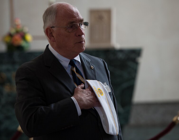 A retired veteran opens a wreath laying ceremony in prayer to honor and pay his respects to the deceased war veterans at Lorraine American Cemetery Nov. 11, 2016, at St. Avold, France. Veteran’s Day is observed annually on November 11 and commemorates military veterans who currently serve or have served the U.S. armed forces, including those who gave the ultimate sacrifice. According to the DoD and Veterans Administration, since World War I, approximately 624,000 U.S. servicemembers have been killed in action battling in wars and conflicts. The Lorraine American Cemetery contains the buried remains of over 10,000 of them. It is the largest burial site of U.S. servicemembers in Europe. (U.S. Air Force photo by Airman 1st Class Lane T. Plummer)