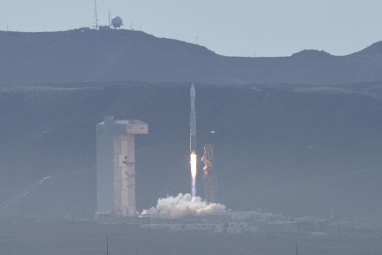 A commercial satellite on a United Launch Alliance Atlas V rocket, provided by Lockheed Martin Commercial Launch Services, launces from Space Launch Complex-3, Nov. 11, 2016, Vandenberg Air Force Base, Calif. (U.S. Air Force photo by Senior Airman Robert Volio)