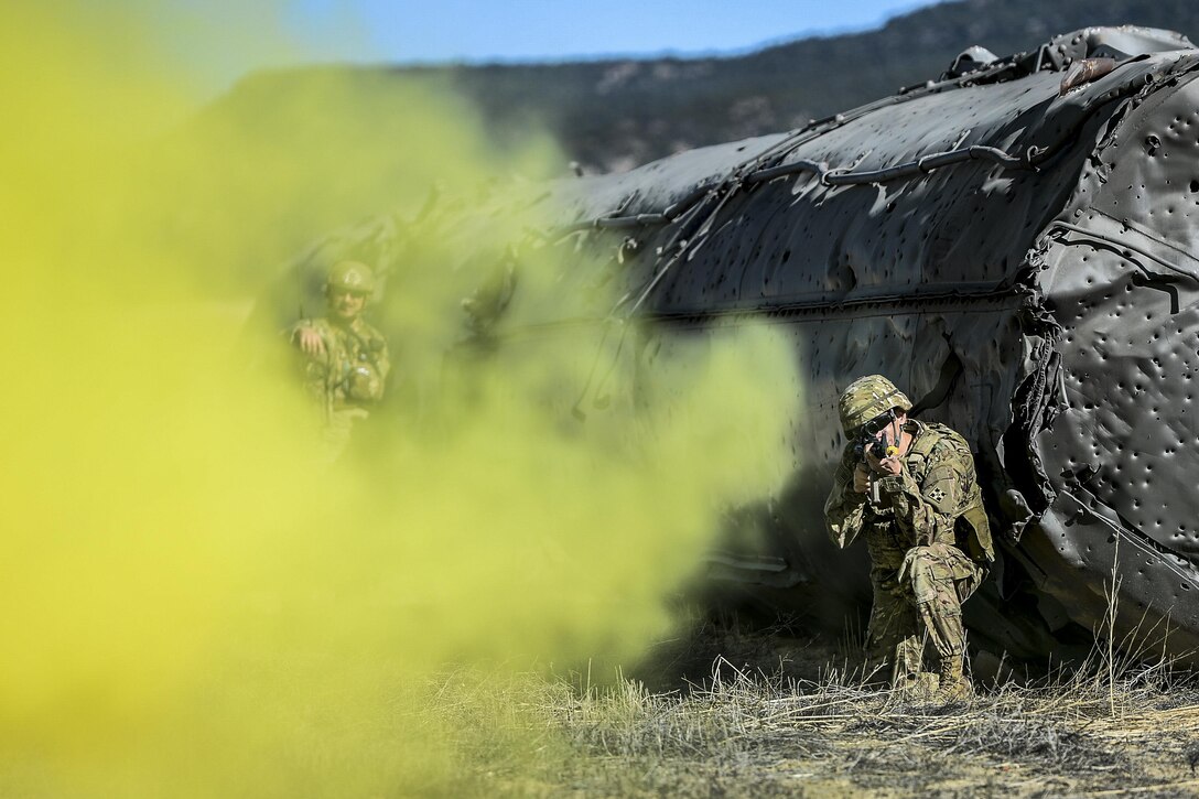 Airmen assigned to the 3rd Space Operations Squadron participate in an exercise with airmen assigned to the 13th Air Support Operations Squadron and 4th Infantry Division at Fort Carson, Colo., Nov. 9, 2016. The training enabled airmen to gain a better understanding of the products the 50th Space Wing provides. Air Force photo by Christopher DeWitt)