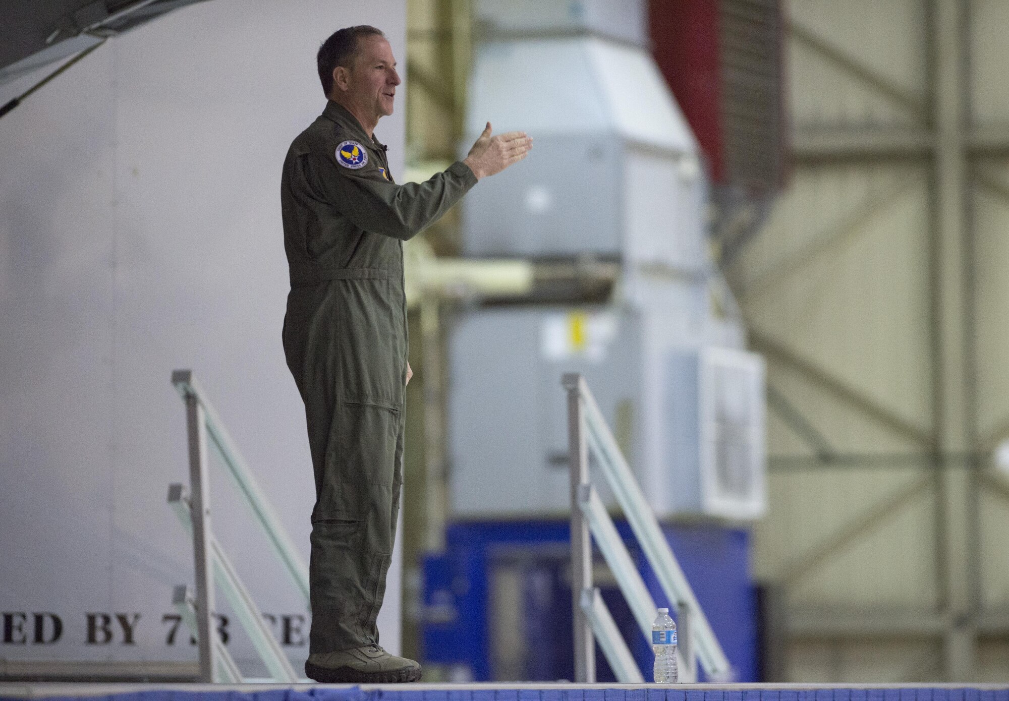 Air Force Chief of Staff Gen. David L. Goldfein addresses Airmen during an all call at Joint Base Elmendorf-Richardson, Alaska, Nov. 10, 2016. During his Pacific tour, Goldfein visited JBER and shared his priorities of revitalizing squadrons, strengthening joint leaders and teams, and multi-domain command and control. 
