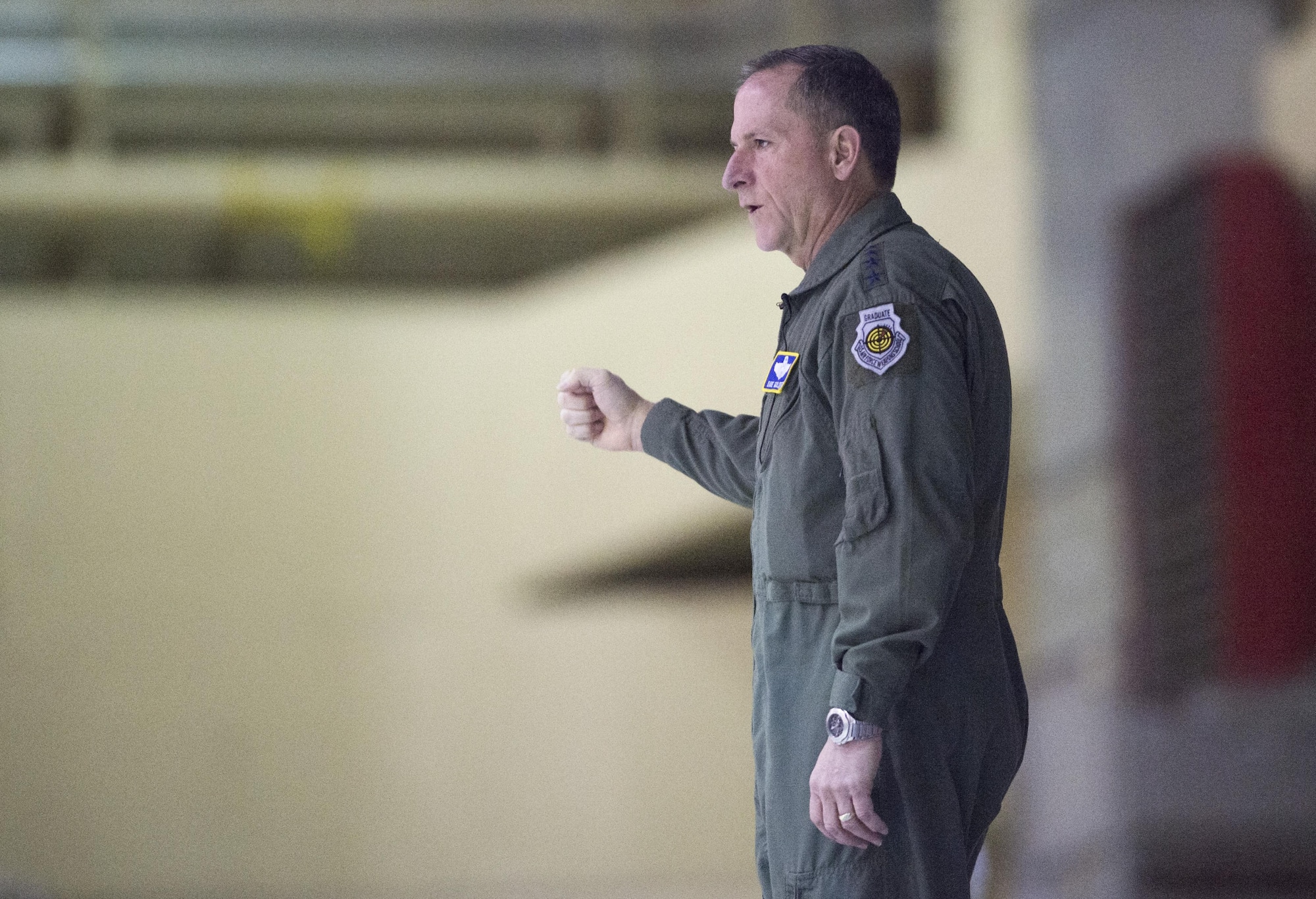 Air Force Chief of Staff Gen. David L. Goldfein addresses Airmen during an all call at Joint Base Elmendorf-Richardson, Alaska, Nov. 10, 2016. During his Pacific tour, Goldfein visited JBER and shared his priorities of revitalizing squadrons, strengthening joint leaders and teams, and multi-domain command and control. 