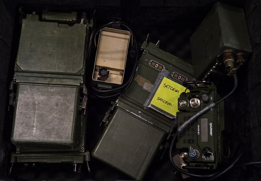 Radios rest in a box, Nov. 9, 2016, at Moody Air Force Base, Ga. Airmen used radios throughout the 72-hour surge exercise to communicate while on simulated combat search and rescue missions.(U.S. Air Force photo by Airman 1st Class Janiqua P. Robinson)