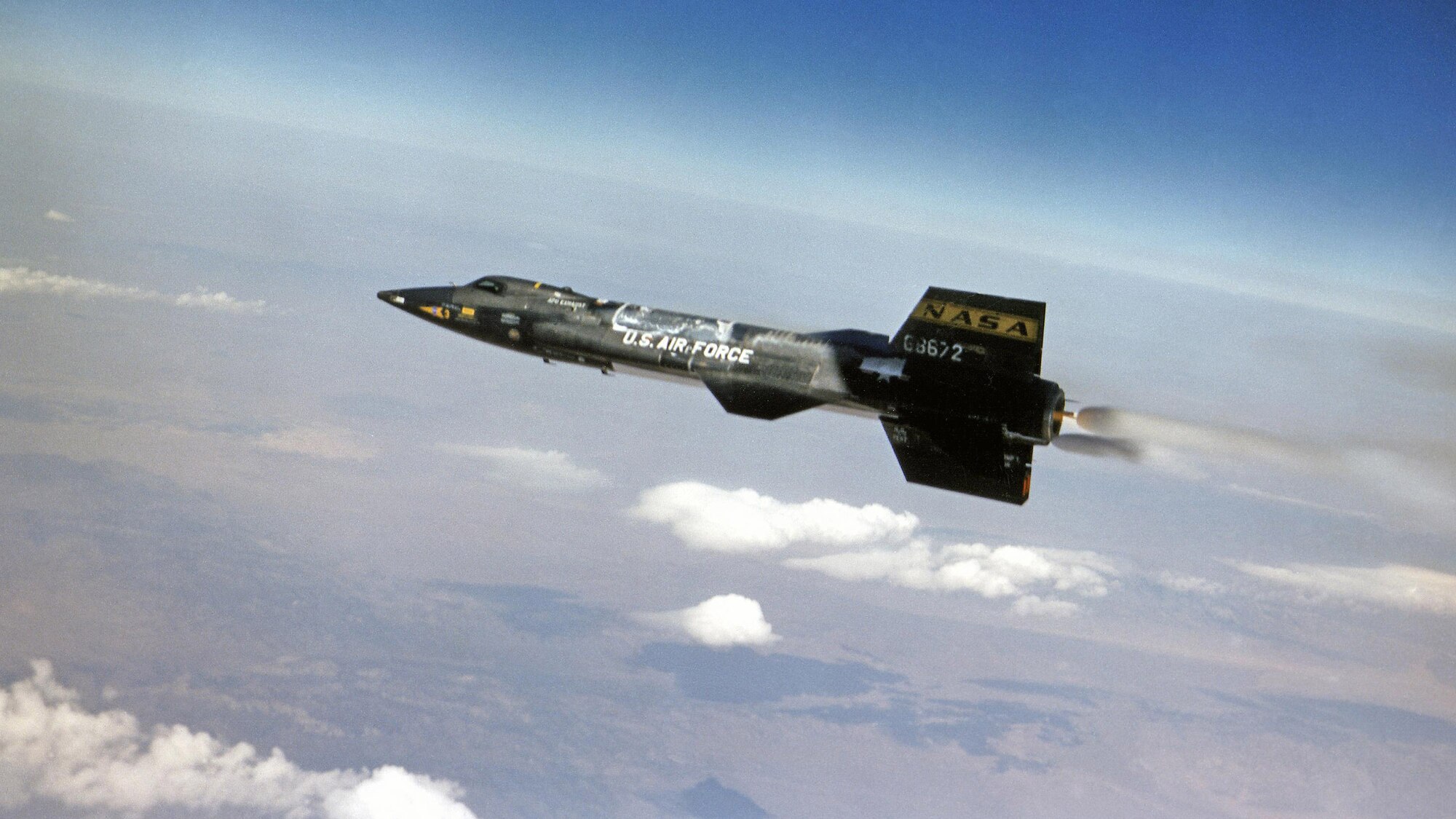 The X-15A-3 rocket plane flies over Edwards Air Force Base during a mission in the 1960s. The aircraft crashed in 1967, killing pilot Maj. Michael J. Adams. According to a NASA report, the X-15A-3 crashed "due to a stable, albeit non-robust adaptive controller." The U. S. Air Force Test Pilot School recently validated a much more robust adaptive controller which was built by a team at the University of Illinois Champaign Urbana. The controller is designed to adapt to any fly-by-wire aircraft. (Archive photo courtesy of NASA)