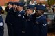 U.S. Air Force Airmen from RAF Mildenhall, England, salute during a remembrance ceremony Nov. 13, 2016, in Dickleburgh, England. Remembrance Sunday was originally named Armistice Day after World War I, which ended at the 11th hour on the 11th day of the 11th month in 1918. The day was changed to Remembrance Sunday after World War II to honor all of the men and women who died serving their country. (U.S. Air Force photo Staff Sgt. Micaiah Anthony)