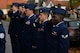 U.S. Air Force Airmen from RAF Mildenhall, England, salute during a remembrance ceremony Nov. 13, 2016, in Dickleburgh, England. Remembrance Sunday was originally named Armistice Day after World War I, which ended at the 11th hour on the 11th day of the 11th month in 1918. The day was changed to Remembrance Sunday after World War II to honor all of the men and women who died serving their country. (U.S. Air Force photo Staff Sgt. Micaiah Anthony)