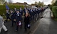 U.S. Air Force Airmen from RAF Mildenhall, England, march down a street Nov. 13, 2016, in Dickleburgh, England. The Airmen participated in a parade for Remembrance Sunday, an event held each year to honor service members who gave their lives in defense of their nation. (U.S. Air Force photo by Staff Sgt. Micaiah Anthony) 