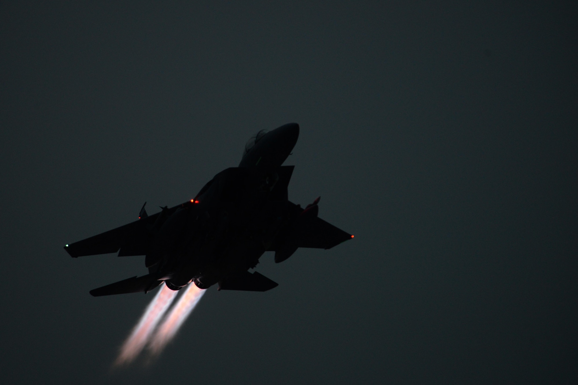 An F-15E Strike Eagle, from the 492nd Fighter Squadron, takes off for a night sortie April 7, 2016. The 48th Fighter Wing is currently conducting night flying training this month from RAF Lakenheath. Nighttime flying operations are required to maintain aircrew proficiency and ensure our pilots remain ready to meet future challenges. For low-flying aircraft and aircraft-related noise concerns, please contact the RAF Lakenheath Command Post at 01638 524 800. (U.S. Air Force photo by Master Sgt. Eric Burks/Released)