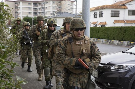 U.S. Marines and Japan Ground Self Defense Force members executed exercise Active Shield at Marine Corps Air Station Iwakuni, Japan, Nov. 10, 2016. Active Shield is an annual exercise designed to test the abilities of U.S. and Japanese forces to work alongside each other to protect and defend Marine Corps Air Station Iwakuni and other U.S. assets in the region.