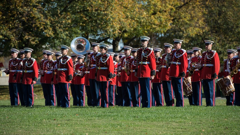 The President’s Own performs during a reunion at the Marine Corps War Memorial in Arlington, Va., Nov. 10, 2016. The band played music composed by John Phillip Sousa, also known as “The March King”, to honor the veterans of 2nd Battalion, 9th Marine Regiment.