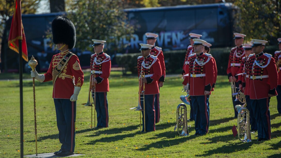 The President’s Own performs during a reunion at the Marine Corps War Memorial in Arlington, Va., Nov. 10, 2016.  The Marines, mostly veterans of 2nd Battalion, 9th Marine Regiment, gathered to honor their fallen comrades.