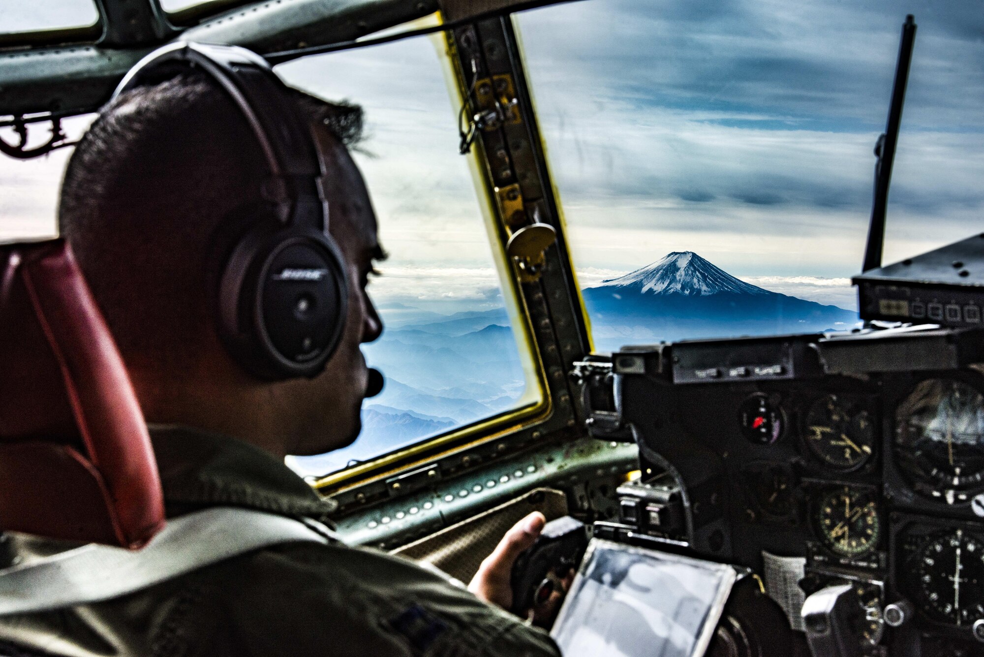 A 36th Airlift Squadron C-130 Hercules pilot flies over Japan during Keen Sword 2017, Nov. 10, 2016. Originating in 1986, Keen Sword has been a routine military training exercise between the U.S. and Japan. (U.S. Air Force photo by Airman 1st Class Donald Hudson/Released)