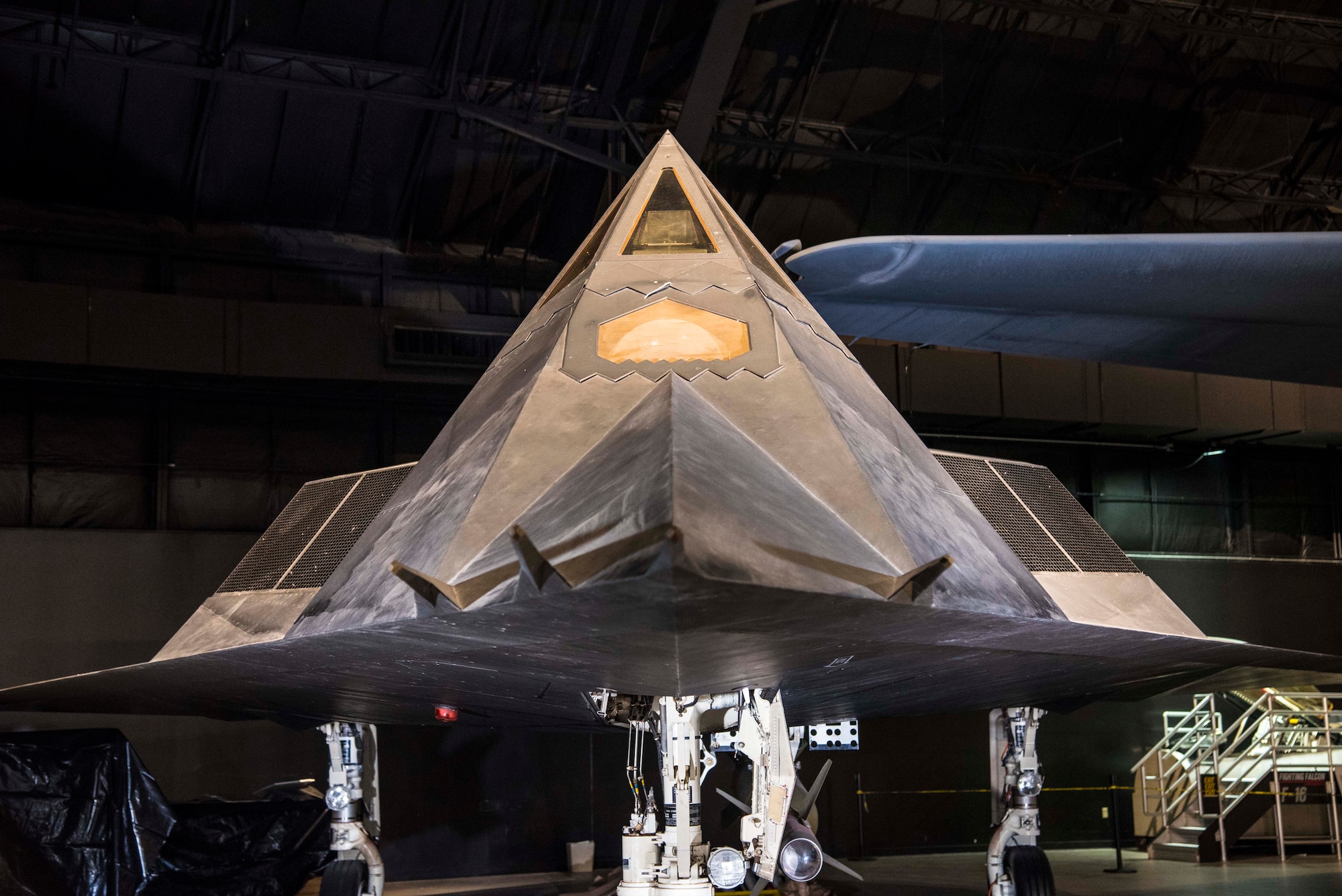 DAYTON, Ohio -- Lockheed F-117A Nighthawk on display in the Cold War Gallery at the National Museum of the United States Air Force. (U.S. Air Force photo by Ken LaRock)