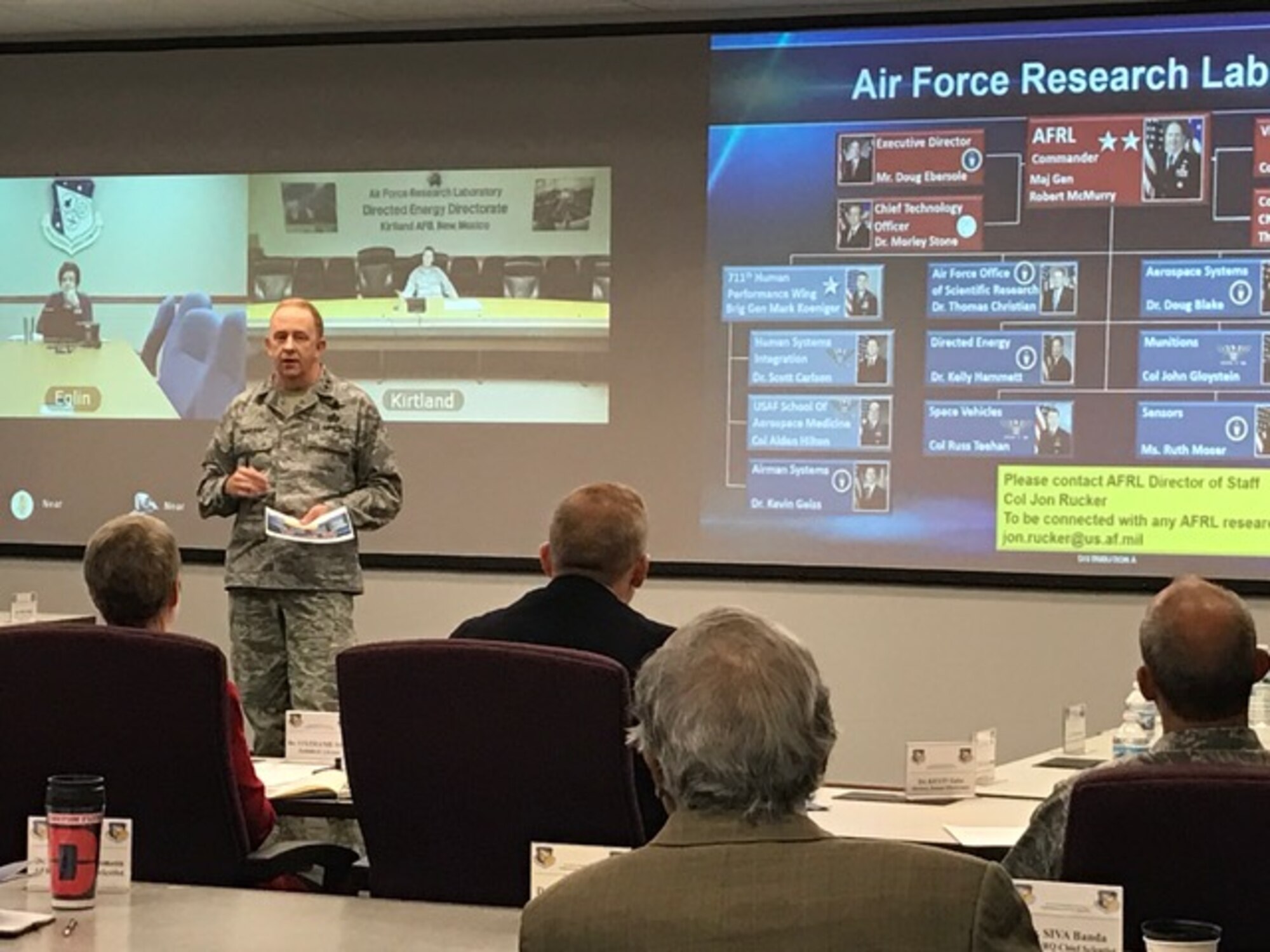 AFRL commander Major General Robert McMurry Jr., provided AFRL remarks at the AFRL-AFIT summit on Nov. 8, 2016.  The annual AFRL-AFIT summit is an opportunity for the two organizations to review the last year’s collaborations and discuss new objectives. 