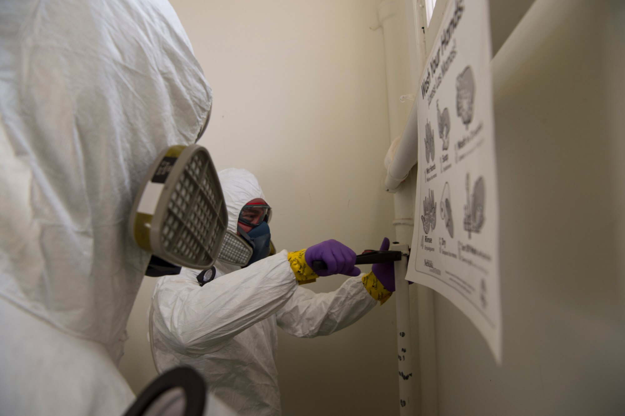 Staff Sgt. Jonathan Avila, 90th Civil Engineer Squadron water and fuels journeyman, uses a wrench to remove a pipe cap during Building 210 renovations at F.E. Warren Air Force Base, Wyo., Nov. 2, 2016. The building’s plumbing is being modernized with modern copper-based lines. Airmen from the 90th CES have started renovations on Building 210 with an estimated completion date of spring 2017. (U.S. Air Force photo by Staff Sgt. Christopher Ruano)