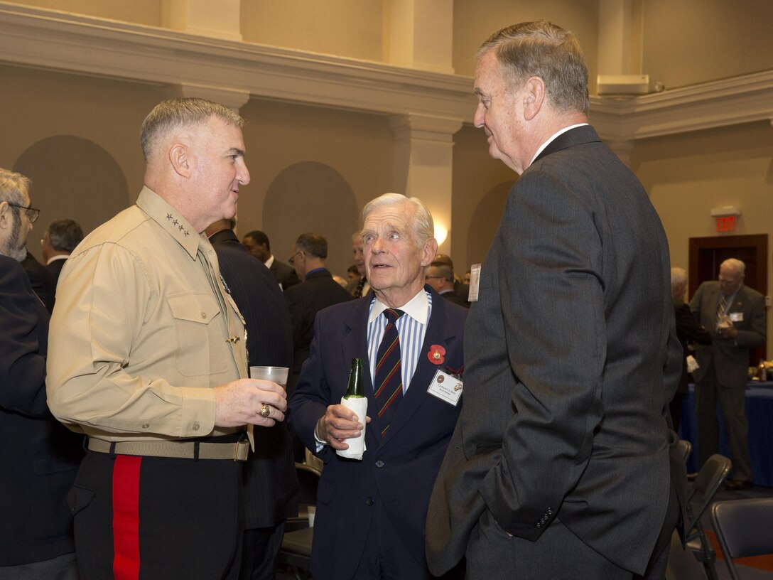 U.S. Marine Corps Gen. Glenn M. Walters, assistant commandant of the Marine Corps, attends a birthday celebration for Mack's Marines at Marine Barracks Washington, Washington, D.C., Nov. 4, 2016. Walters attended as the guest speaker for the event. (U.S. Marine Corps photo by Lance Cpl. Hailey D. Clay)