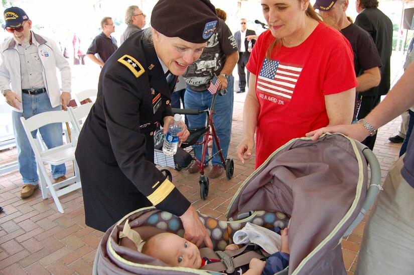 Maj. Gen. Mary Link, commander of Army Reserve Medical Command, joined State Senator Jack Latvala, Mayor Doug Bevis and members of the Oldsmar community to honor Veterans during a local ceremony held at Veterans Memorial Park in Oldsmar, Fla. on Nov. 11.