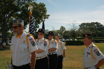 Members of Safety Harbor American Legion Post 238 prepare for the presentation of colors during a local ceremony held at Veterans Memorial Park in Oldsmar, Fla. on Nov. 11.