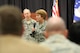 Maj. Gen. Dorothy Hogg, the Deputy Air Force Surgeon General, addresses almost 400 medical Airmen as Lt. Gen. Mark Ediger, the Surgeon General, stands by behind her. She spoke to the crowd during a question and answer session at the 2016 Air Force Medical Service Senior Leadership Workshop. 