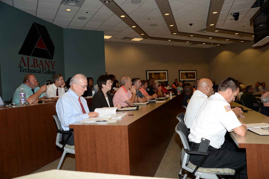 City, county, government and education leaders join Marine Corps Logistics Base Albany officials for the final Installation Partnership Program meeting at Albany Technical College, Albany, Ga., recently.

