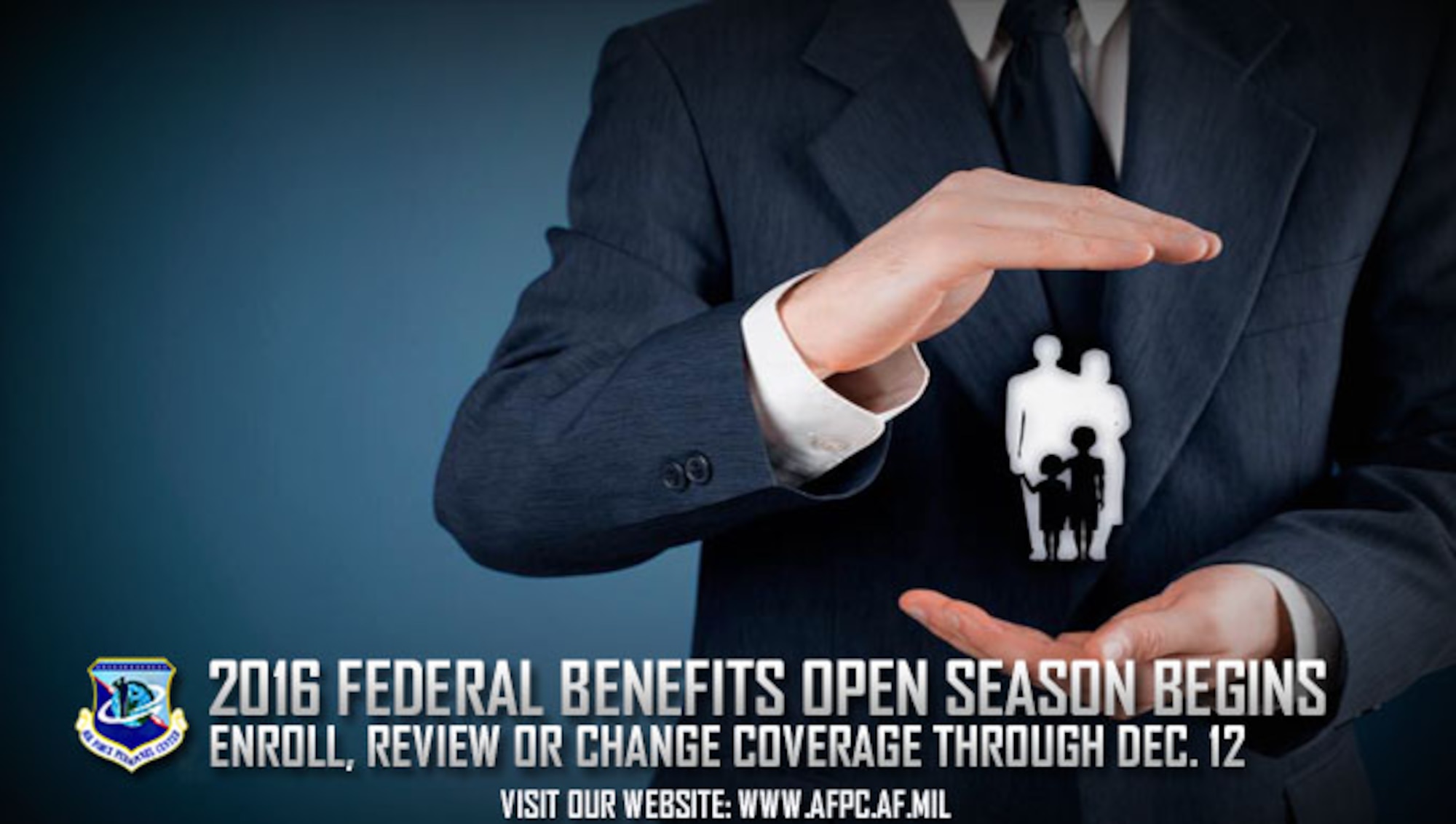 Open Season for federal health benefits programs runs Nov. 14 – Dec. 12, 2016. Now is the opportunity to enroll in, review or change your health care coverage. (U.S. Air Force graphic by Kat Bailey)