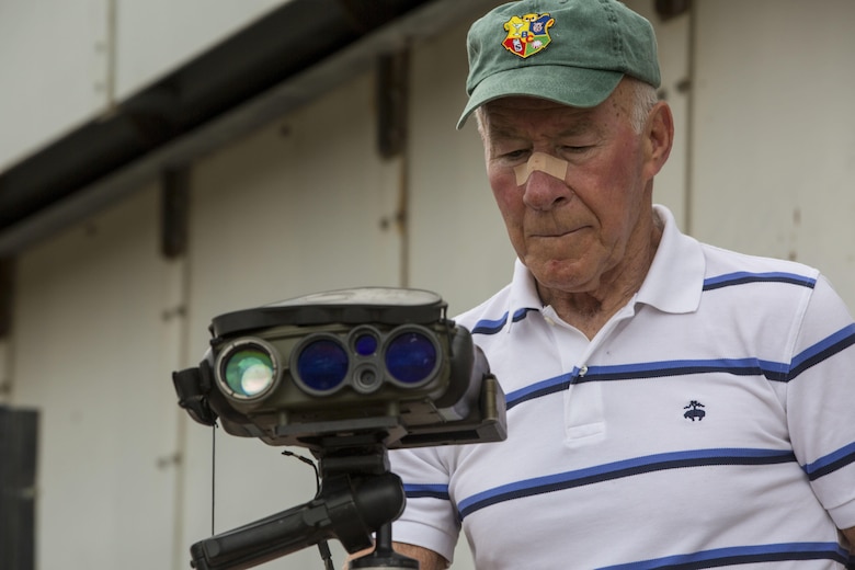 Retired Marine Maj. Gen. James Myatt, now president and CEO of the Marines’ Memorial Association, inspects new observation equipment during a visit to Marine Corps Base Camp Pendleton, Sept. 19, 2016. Many members of the MMA are retired senior and general officers, their visit to Camp Pendleton was an opportunity for them to see the advancements in technology that our military service members have available to them. (U.S. Marine Corps photo by Lance Cpl. Bradley J. Morrow)