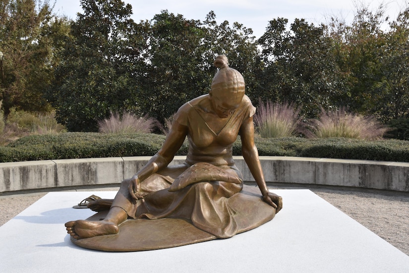 ”Alone with Memories,” one of the newly unveiled monuments during the Florence Veterans Day Ceremony Nov. 11, is dedicated to people who have lost loved ones in support of the nation.  