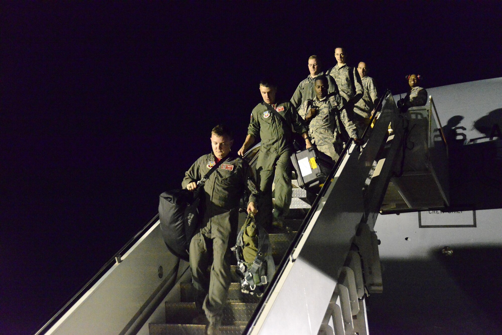 Airmen from the 20th Fighter Wing return to Shaw Air Force Base, S.C., after Green Flag 17-2 at Nellis AFB, Nev. During the exercise, maintainers and F-16CM Fighting Falcon pilots worked closely together to meet training objective. (U.S. Air Force photo by Airman 1st Class BrieAnna Stillman) 