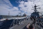 Arleigh Burke-class guided-missile destroyer USS Sampson (DDG 102), right, conducts a replenishment-at-sea with Her Majesty's New Zealand Ship Endeavour (A11), Nov. 13, 2016. Sampson will report to U.S. Third Fleet, Headquartered in San Diego, while deployed to the Western Pacific as part of the U.S. Pacific Fleet-led initiative to extend the command and control functions of Third Fleet into the region.